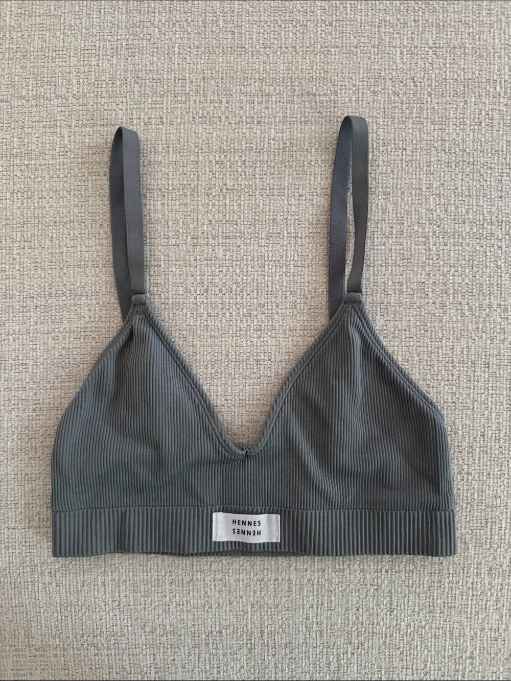 Henne Ribbed Triangle Bralette - Charcoal Gray
